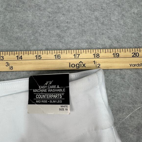 Counterparts Pull-On Mid Rise Slim Leg Dress Pants Womens 18 White Luxe Stretch - Picture 11 of 15